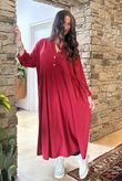 Made in Italy Donegal Cotton Jersey Smock Dress Burgundy